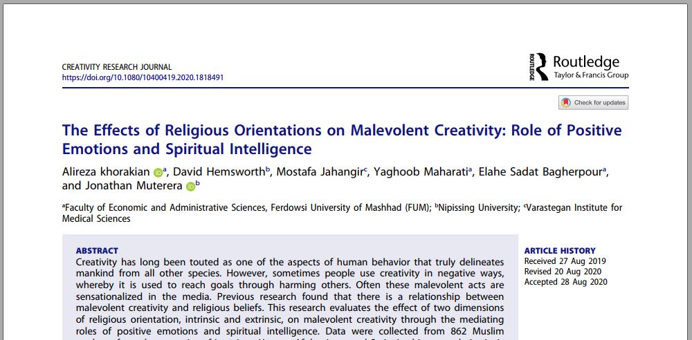 The Effects of Religious Orientations on Malevolent Creativity
